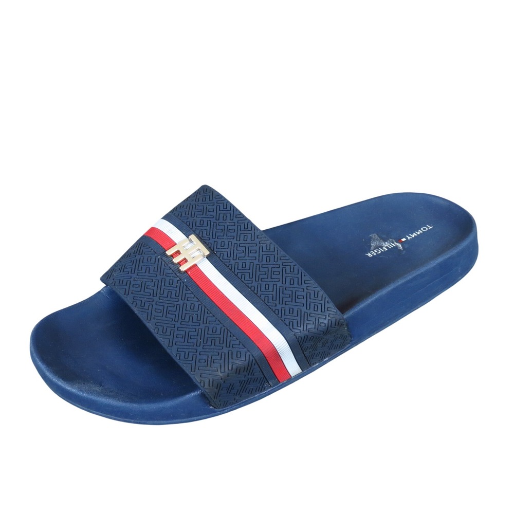 Tommy Hilfiger Women Pool Slide Size 9 Beach Sandals Navy Blue Synthetic